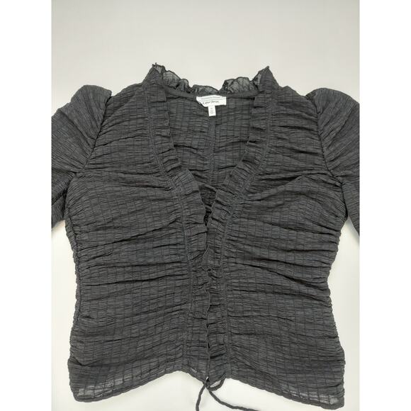 Stockholm Atelier & Other Stories Black Flounce Scrunch Lace Up Cropped Top 6 - Picture 9 of 10